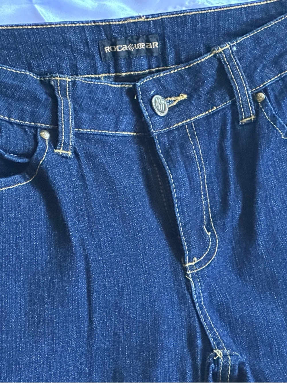 Rocawear Navy Flare Jeans with Gold Sequin Back Pockets - Picture 5 of 8
